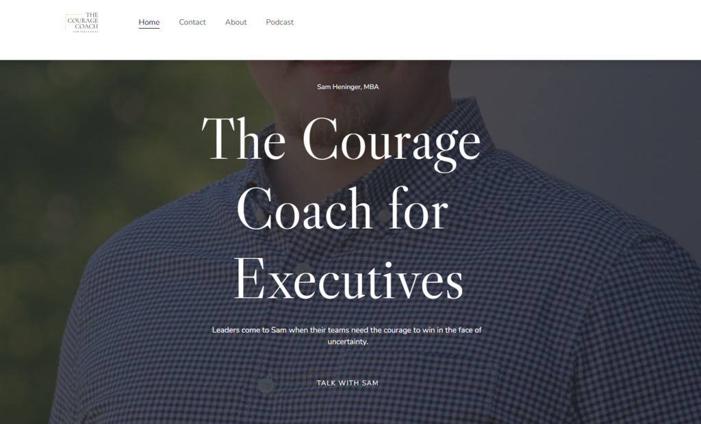 Page d'accueil du site The Courage Coach for Executives