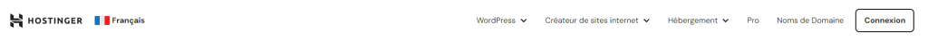 Menu d'en-tête de Hostinger
