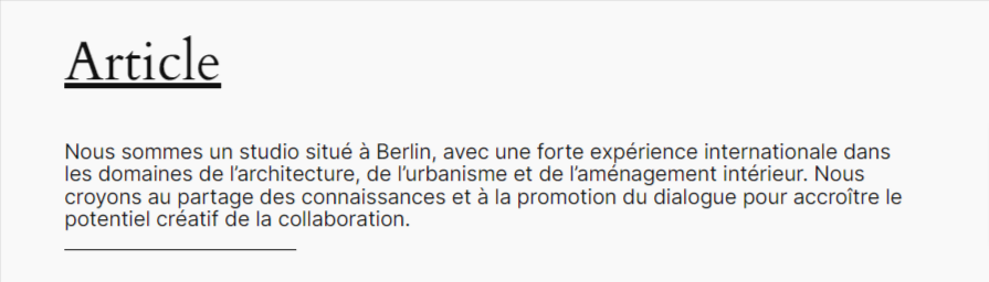 Un exemple de police sans serif utilisée pour un paragraphe