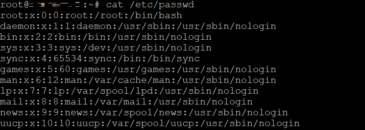 cat imprime tous les utilisateurs et leurs détails dans le fichier passwd