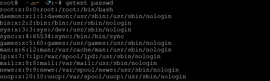 La commande getent répertorie tous les utilisateurs et leurs coordonnées dans la base de données passwd