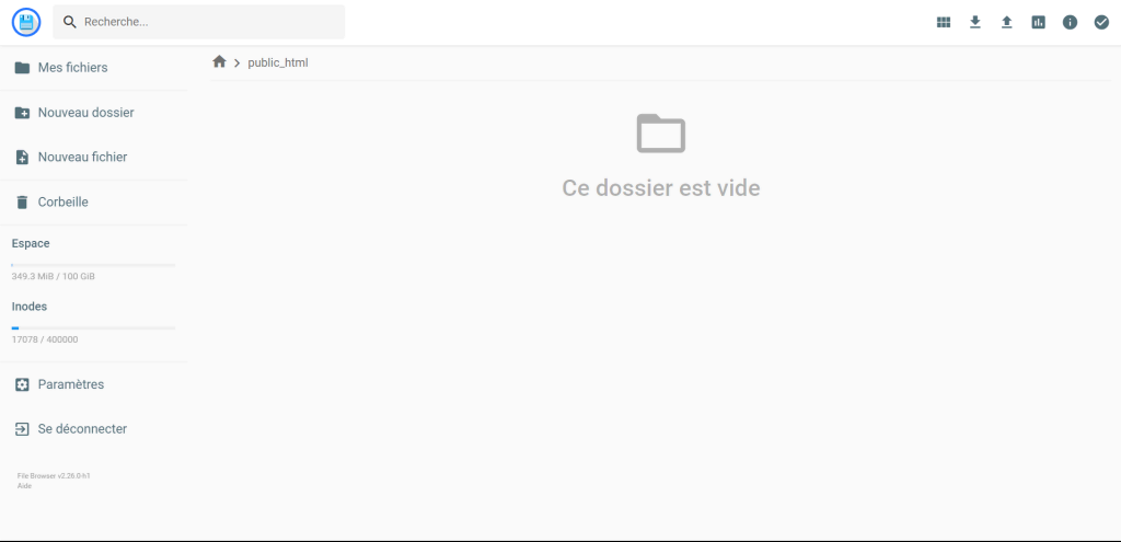 Le fichier public_html dans le gestionnaire de fichiers de Hostinger.