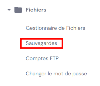 Le menu Sauvegardes sur hPanel.