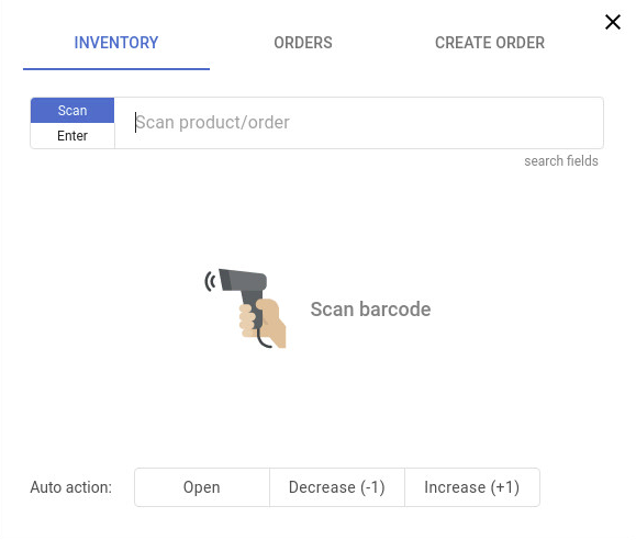 Tableau de bord de Simple Inventory Management pour scanner et trouver des articles 