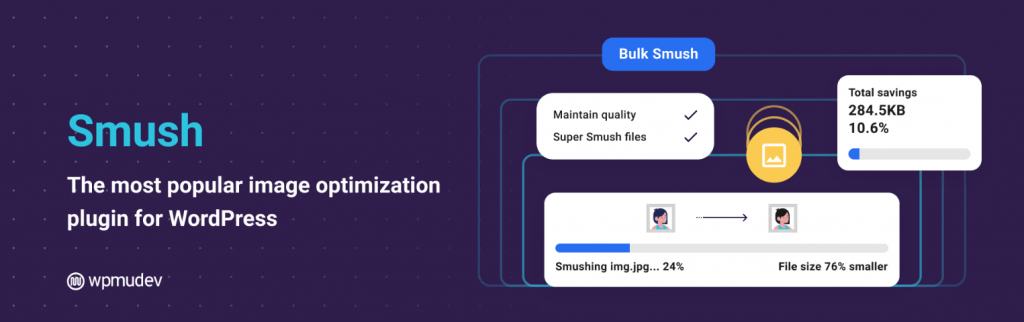 Bannière du plugin WordPress de Smush 