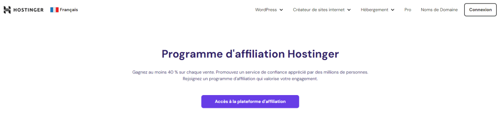 programme d'affiliation Hostinger