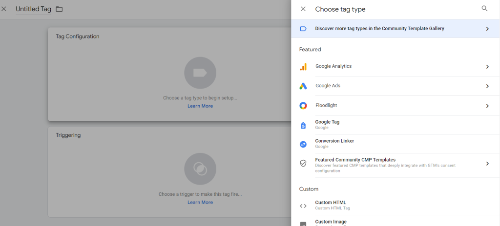 différents balises de Google tag manager