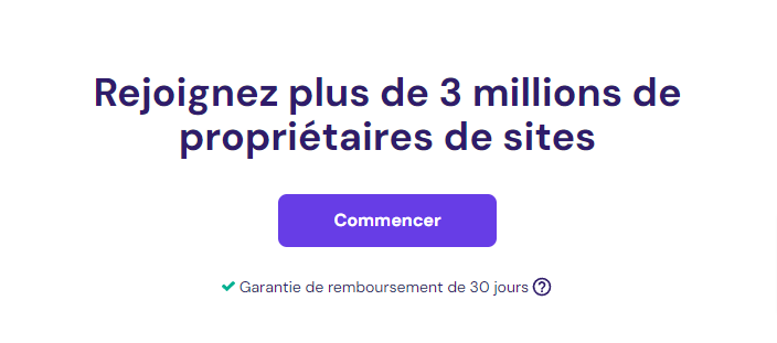 Exemple de CTA sur la landing page de Hostinger