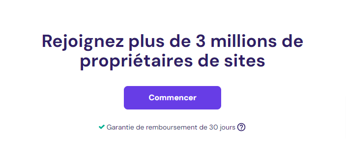 Exemple de CTA sur la landing page de Hostinger