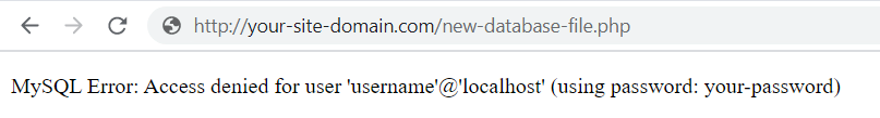 Un message informant qu'il y a eu une erreur MySQL et que l'accès est refusé.
