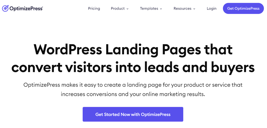 Page du constructeur de pages d'atterrissage OptimizePress