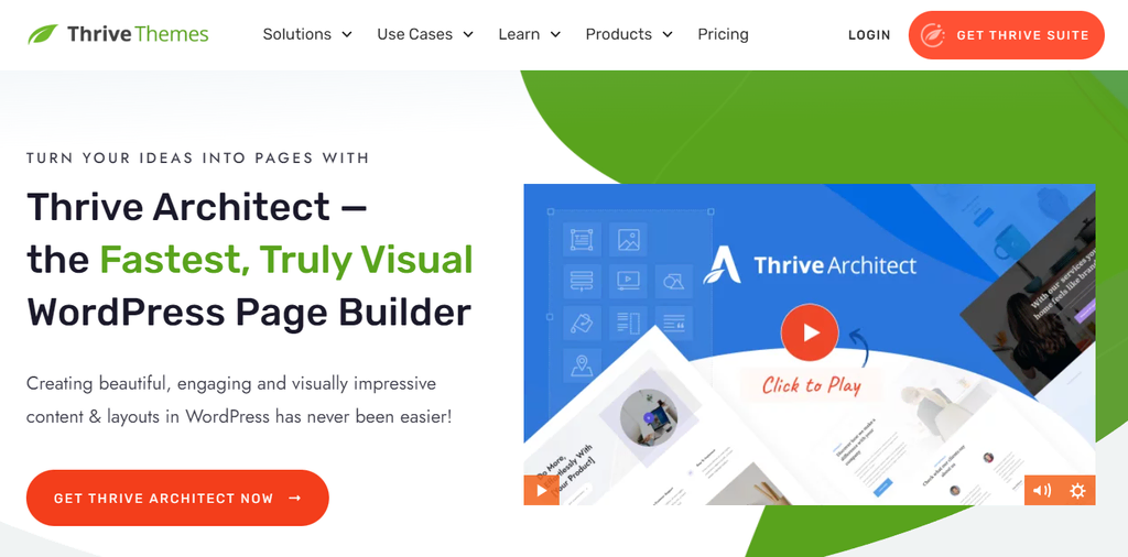 landing page du site Thrive Architect