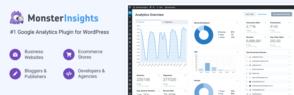 Bannière du plugin MonsterInsights