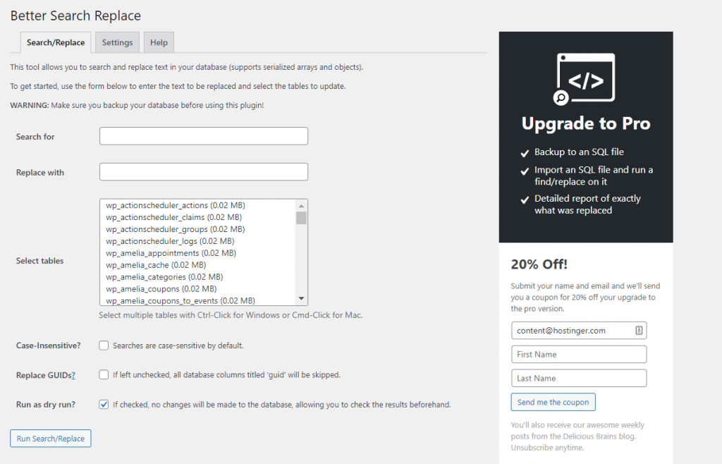 trouver et remplacer du texte sur WordPress avec le plugin Better Search Replace