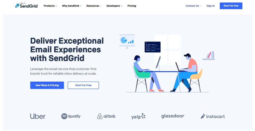 Le site officiel de SendGrid