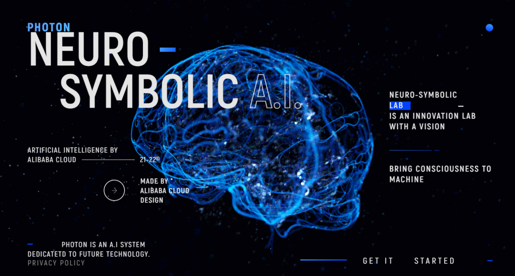 Une capture d'écran du site Web de Neuro Symbolic Lab avec une palette de couleurs noire et bleu néon.