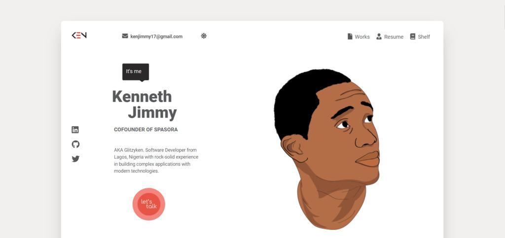 Site portfolio de Kenneth Jimmy, un développeur de logiciels