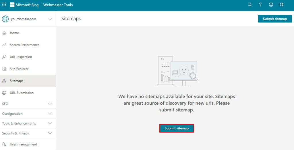 Soumettre un sitemap au Bing Webmaster Tools.