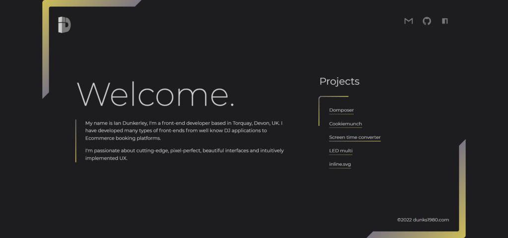 Site portfolio du développeur front-end Ian Dunkerley