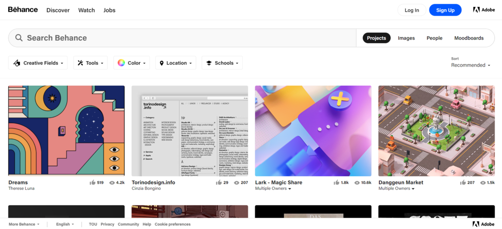 behance, une plateforme web design d'inspiration