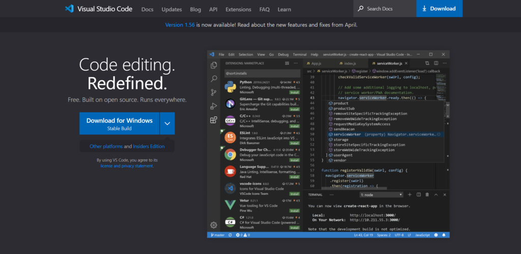 capture d'écran visual studio code