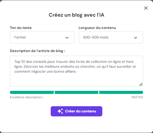 Rédacteur d'articles de blog IA