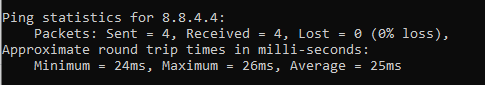 Statistiques ping dans l'invite de commandes Windows