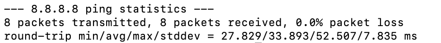 Statistiques ping dans le terminal macOS