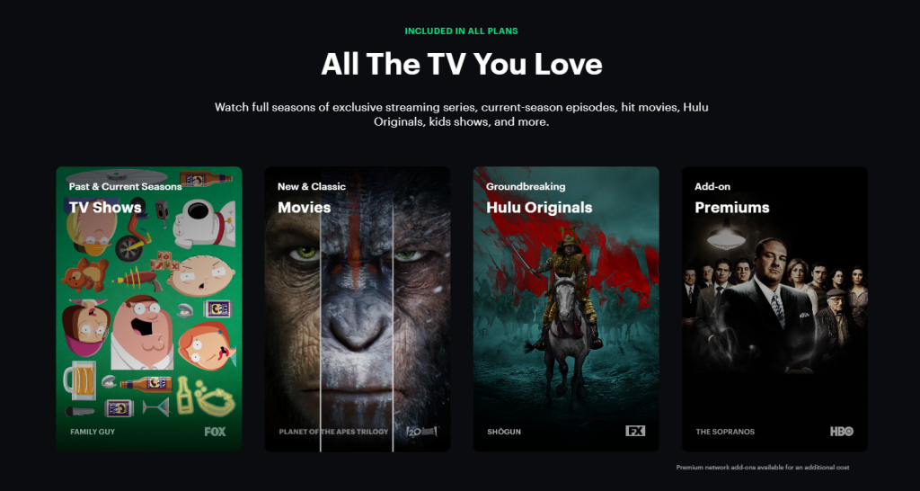 Explorateur de contenu dans Hulu 