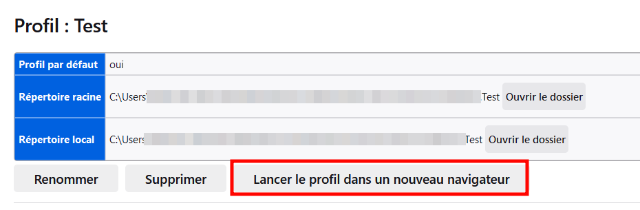 Lancer le profil sur Firefox