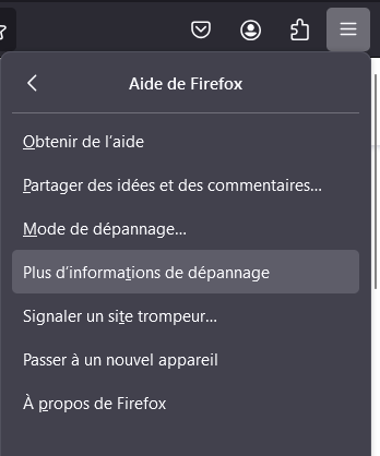 Plus d'informations de dépannage sur Firefox