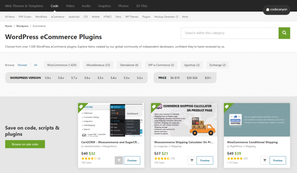 CodeCanyon, un marketplace de plugins tiers