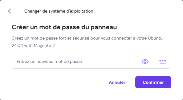 Créer un nouveau mot de passe pour Magento 2 sur hPanel 