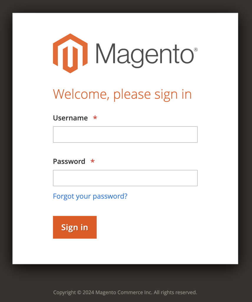 Ouvrir la page de connexion de l'administrateur de Magento 2 