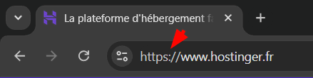 URL de Hostinger présentant l'icône du cadenas et le protocole https