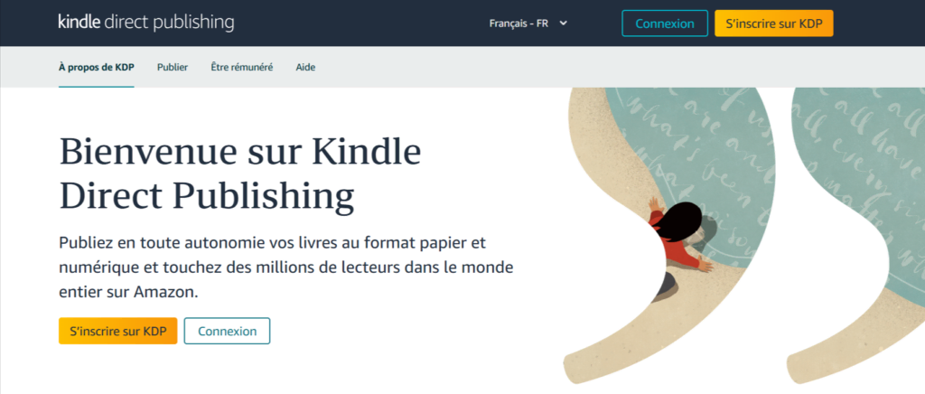 Page d'accueil de Kindle Direct Publishing