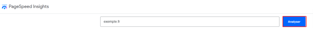 Saisir l'URL du site web sur la page PageSpeed Insights
