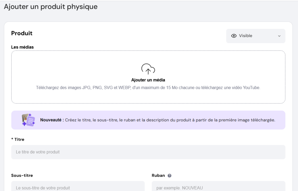 Ajouter un produit physique sur le gestionnaire de boutique Hostinger