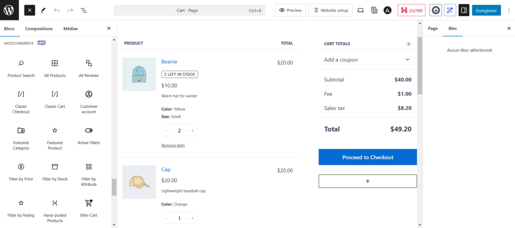 Blocs WooCommerce dans l'éditeur visuel de WordPress