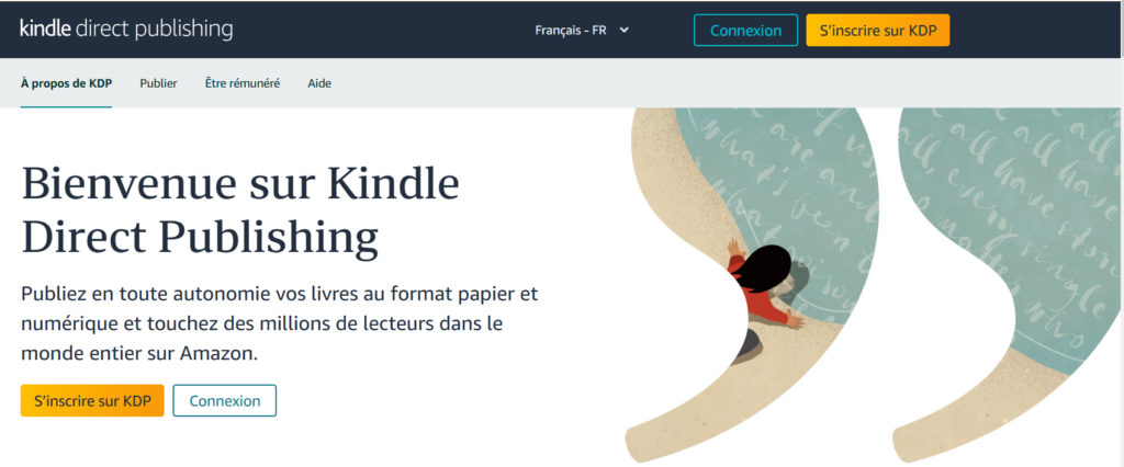 Page d'accueil d'Amazon Kindle Direct Publishing