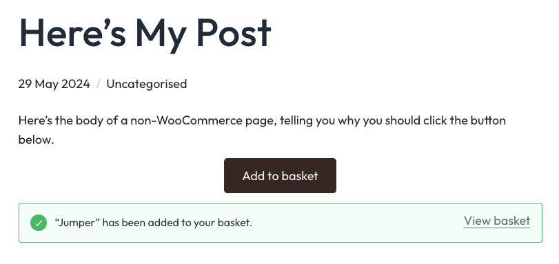 Notification de magasin WooCommerce affichée en utilisant le shortcode [shop_messages]