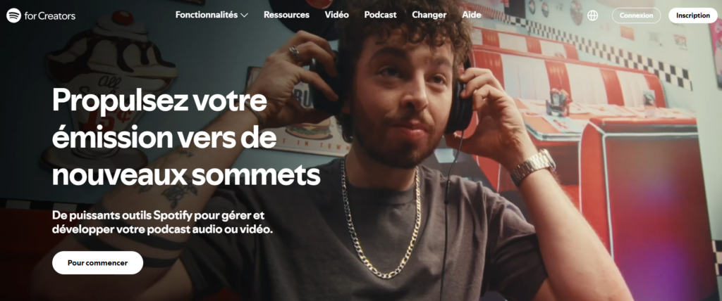 Page d'accueil de Spotify pour les créateurs