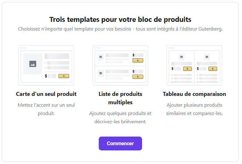 Bloc WordPress Hostinger Amazon Affiliate Connector, présentant les options de mise en page