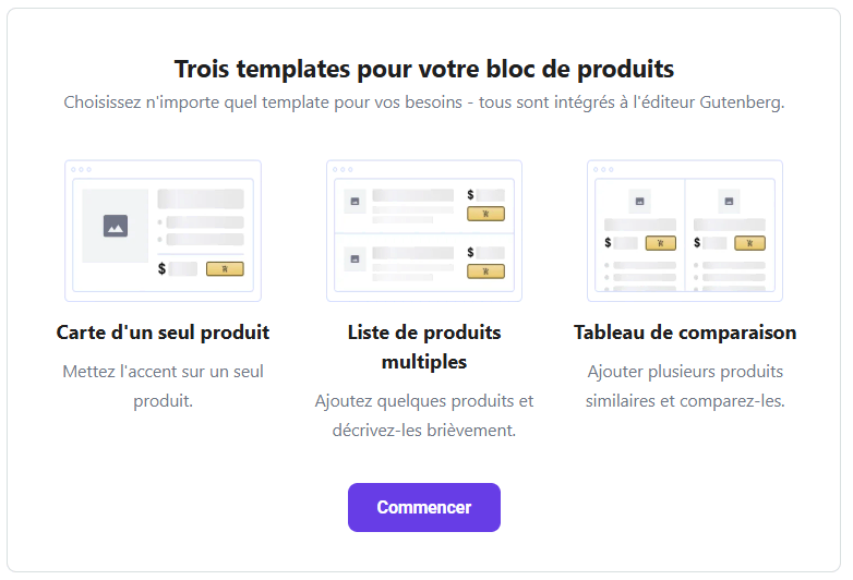 Bloc WordPress Hostinger Amazon Affiliate Connector, présentant les options de mise en page