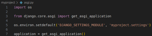 la structure par défaut du fichier asgi.py