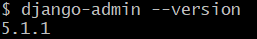 fenêtre du terminal, affichant la commande « django-admin --version » 