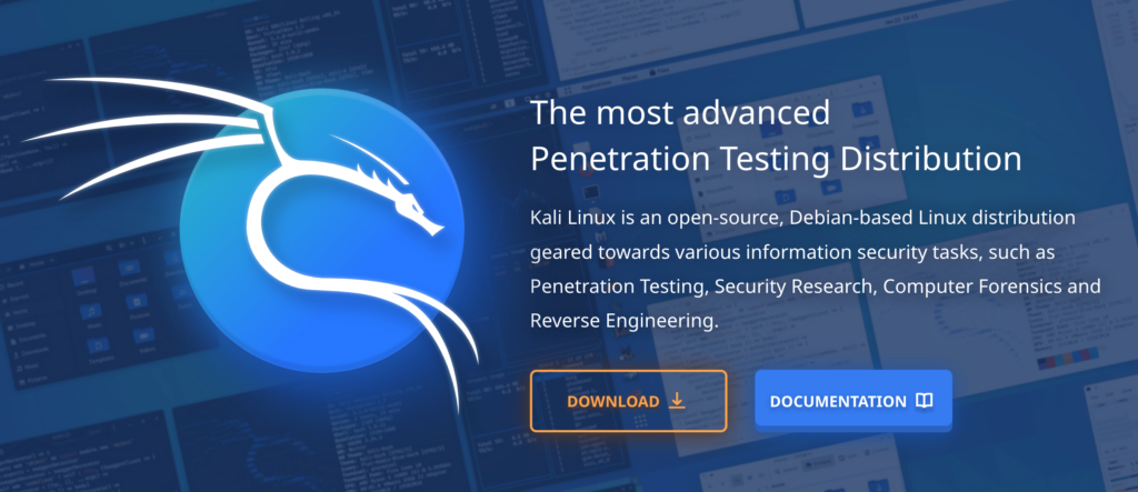 Page d'accueil officielle de Kali Linux